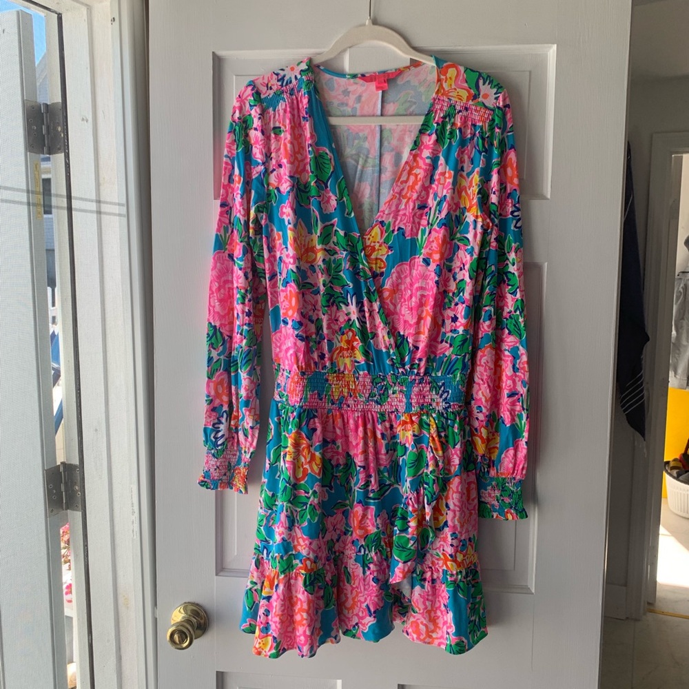 Lilly Pulitzer floral dress, longsleeve